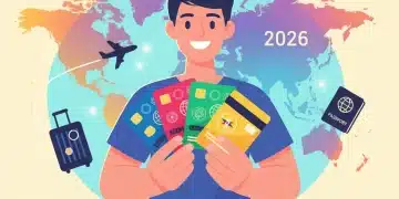 Illustration of credit cards and travel icons for earning 3X points
