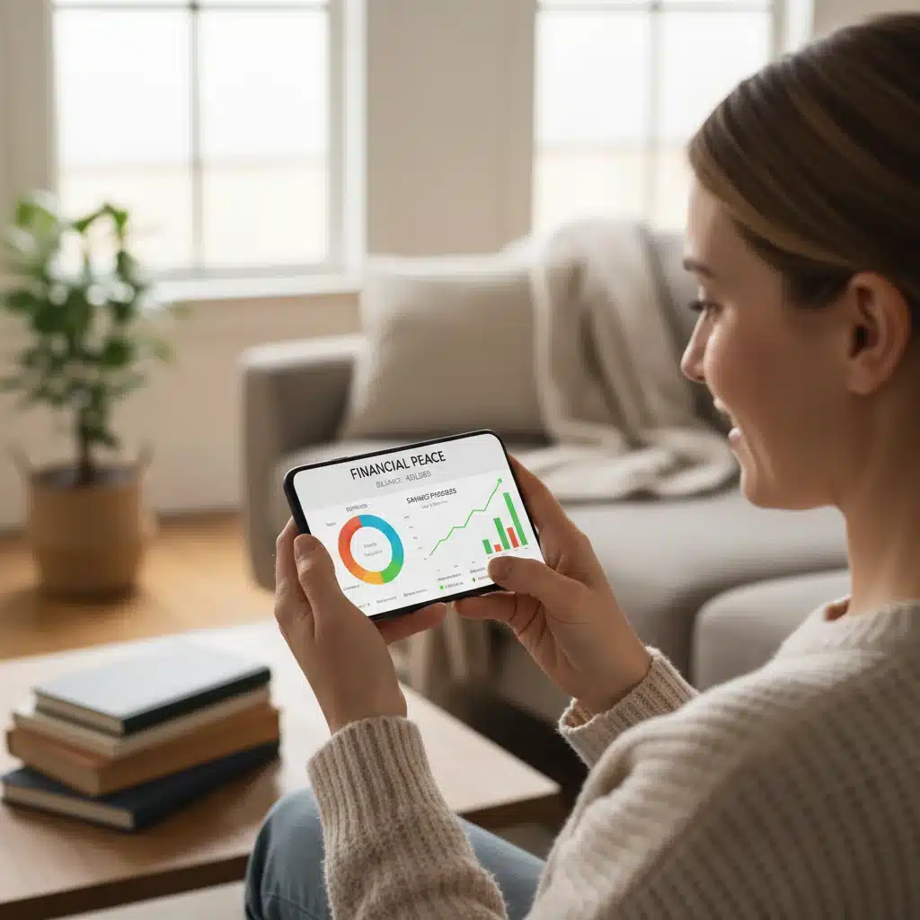 Person managing finances with a modern budgeting app on a smartphone