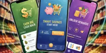 Comparison of top cash back grocery apps on smartphones in a grocery store setting