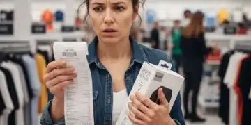 Confused shopper examining receipt about 2026 retailer return policies