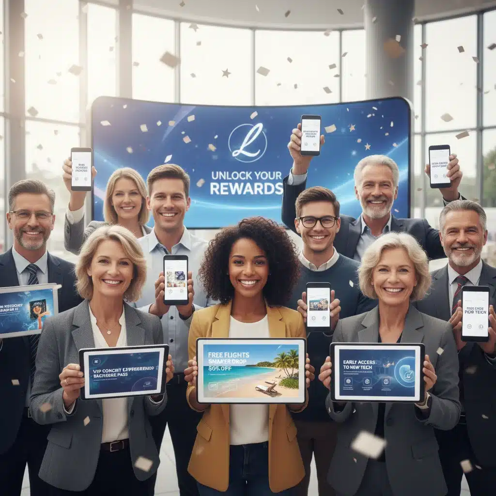 Happy consumers showcasing diverse and valuable digital loyalty rewards