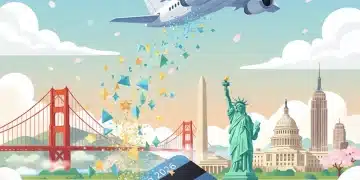 Credit card points transforming into an airplane for a Spring 2026 US trip