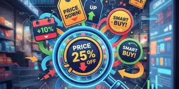 Illustration of price tags with a magnifying glass, symbolizing decoding retailer pricing strategies for savings.