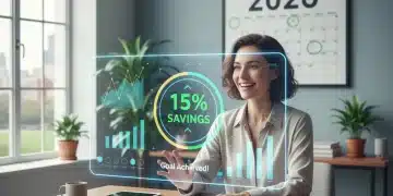 Financial dashboard showing 15% savings goal for 2026