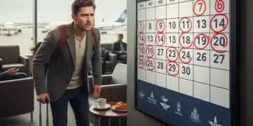 Frustrated traveler encountering loyalty program blackout dates on a calendar for 2026.