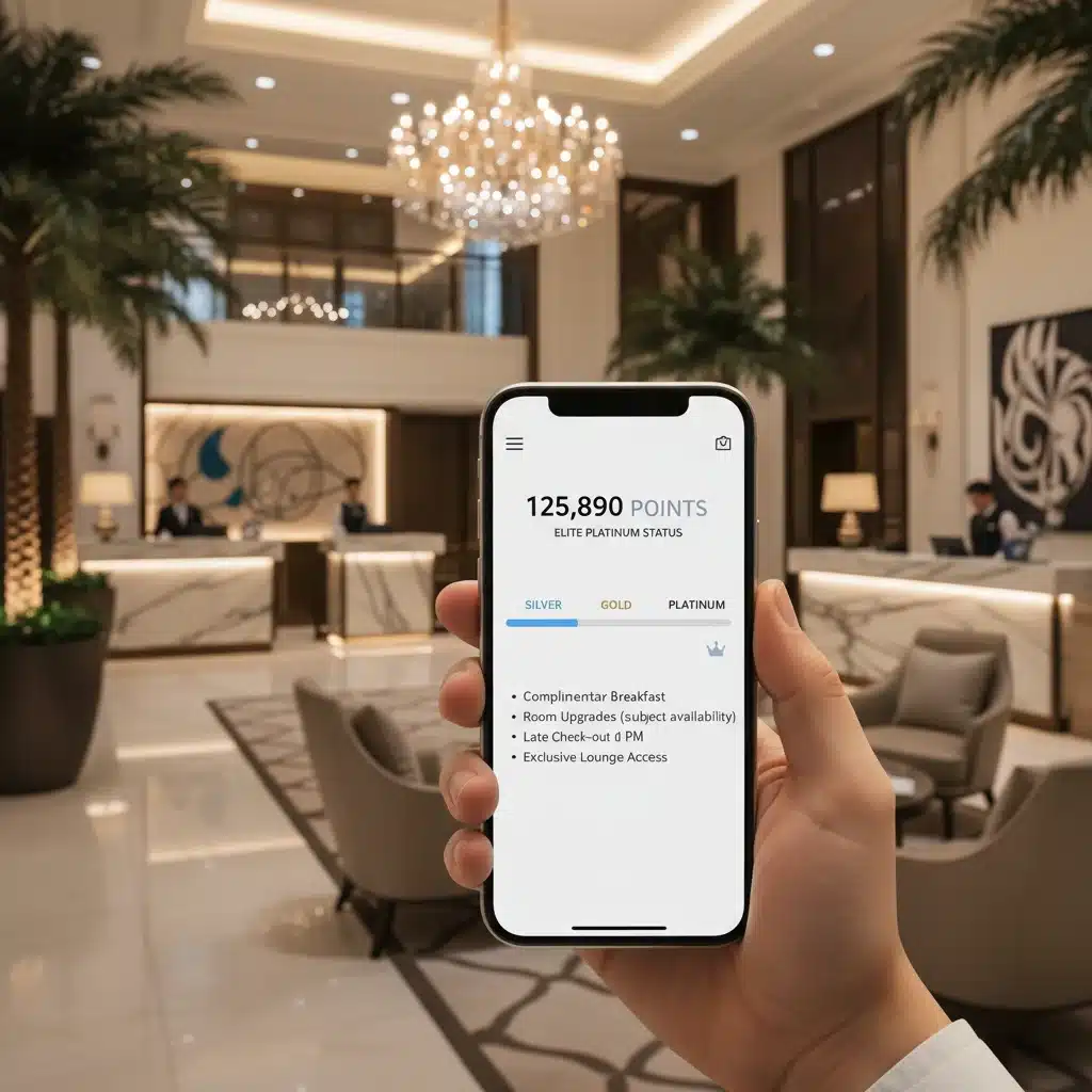 Smartphone displaying hotel loyalty app benefits