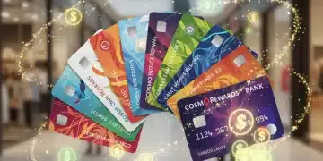 Illustration of loyalty cards and credit cards with glowing points, representing loyalty program hacks and accumulated rewards.