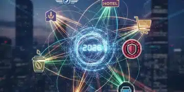 Seamless loyalty point transfer network with various program logos and 2026 date