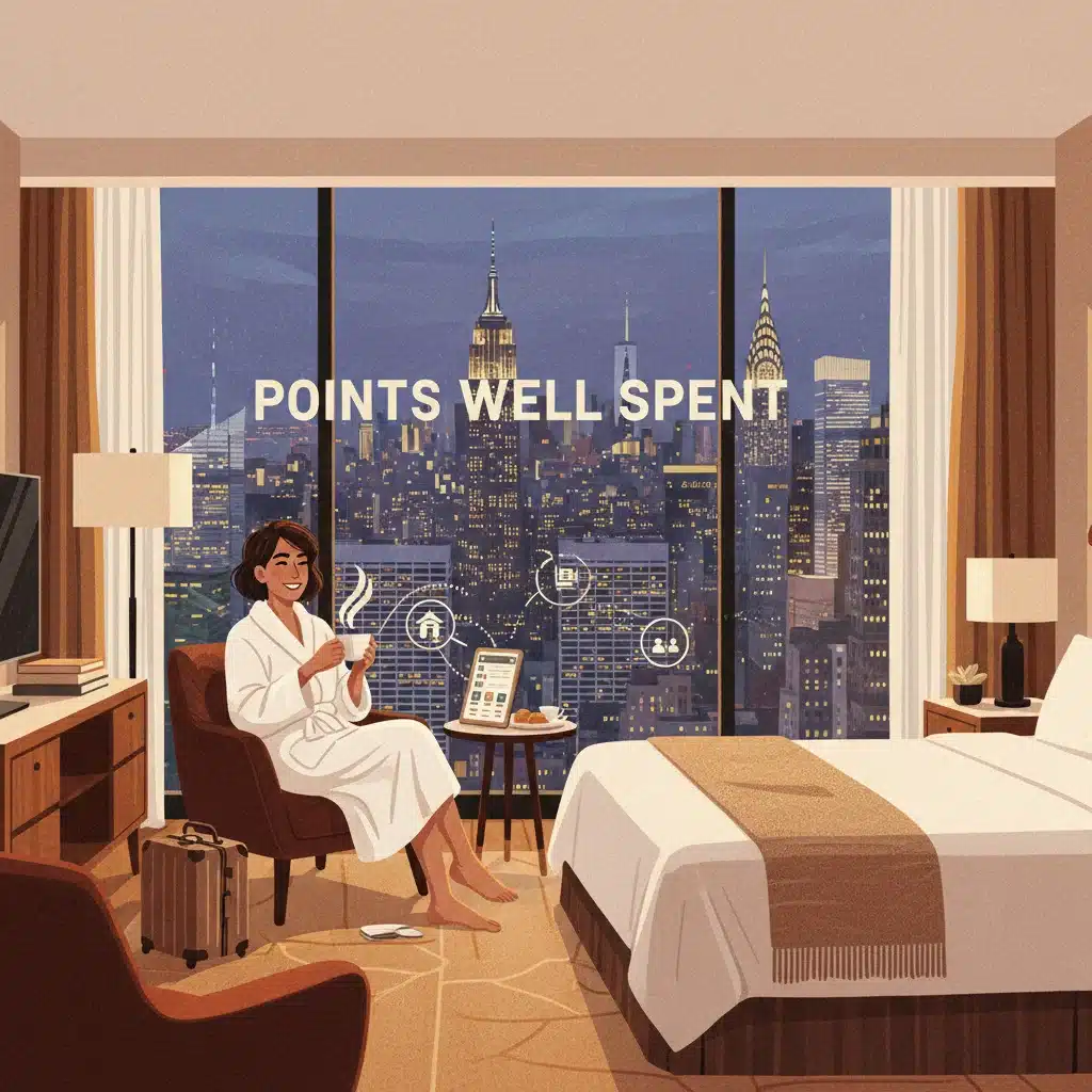 Person enjoying luxurious hotel stay funded by loyalty points