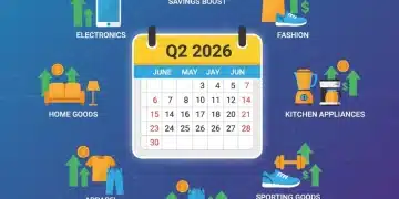 Q2 2026 shopping calendar with sales events and savings icons
