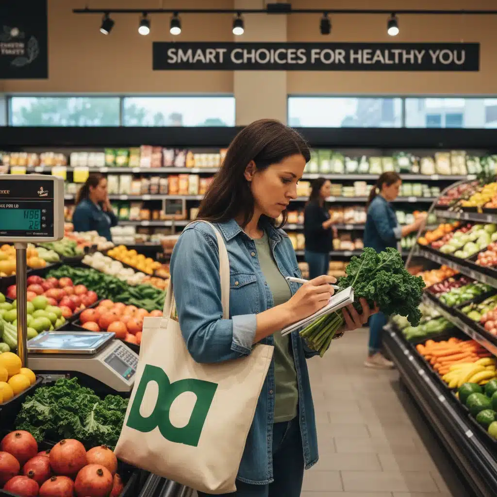 Person shopping for fresh produce in a supermarket, focusing on smart choices.
