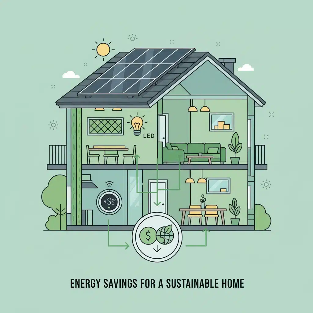 Diagram illustrating various home energy efficiency upgrades