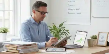 Organized desk with financial documents and a calendar for 2026, representing a lean budget guide.