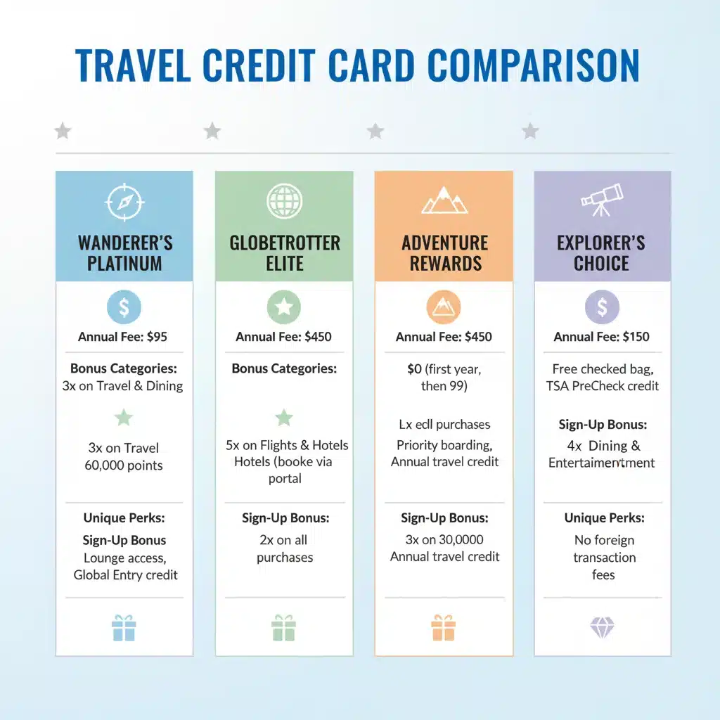 Infographic comparing travel credit card features