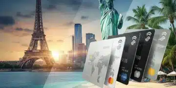 Travel credit cards with world landmarks