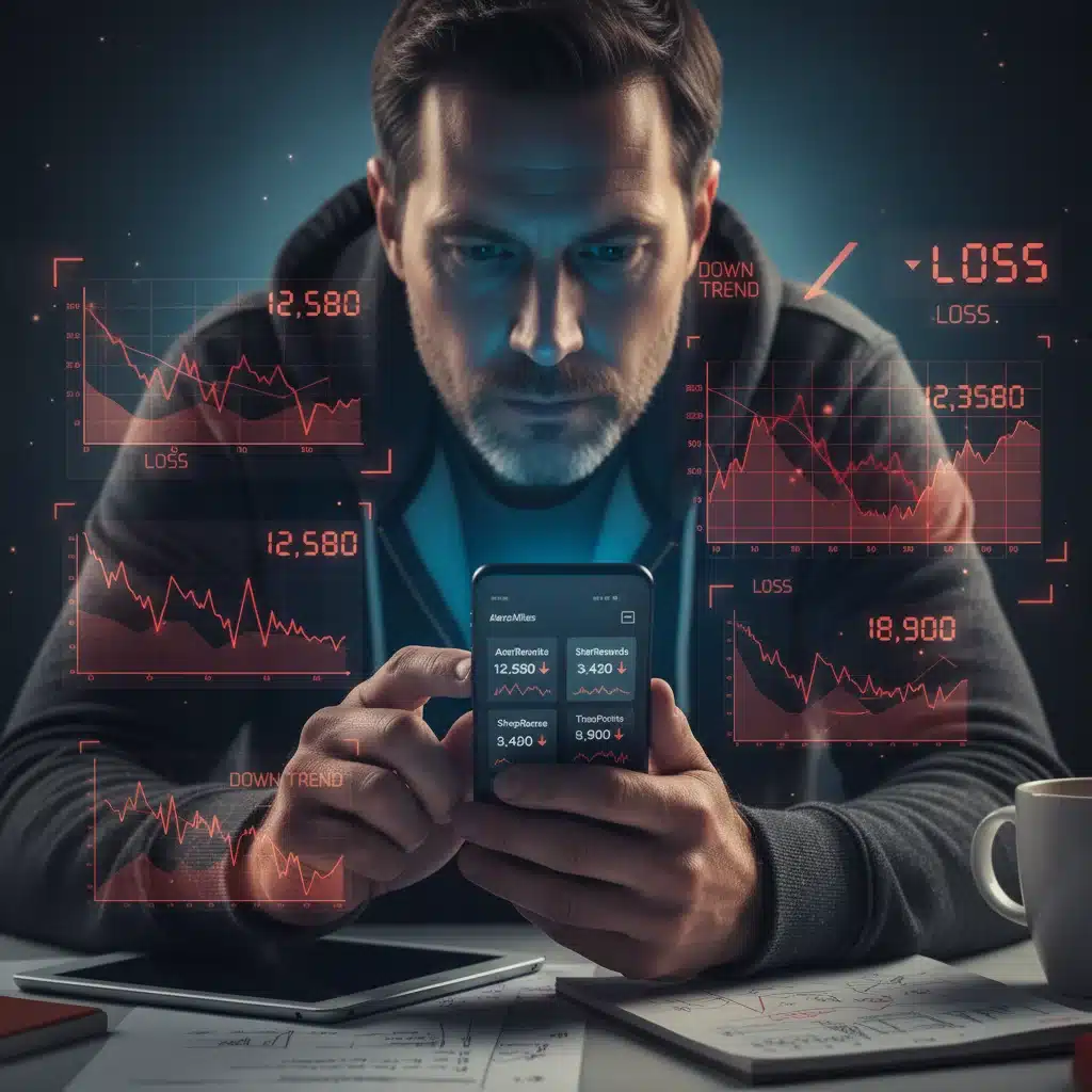 Person analyzing loyalty program point values on a smartphone, showing strategic planning.
