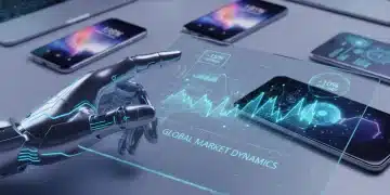 Futuristic hand navigating complex tech supply chain for gadget deals