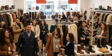 Shoppers enjoying significant discounts on stylish apparel during January 2026 post-holiday sales.