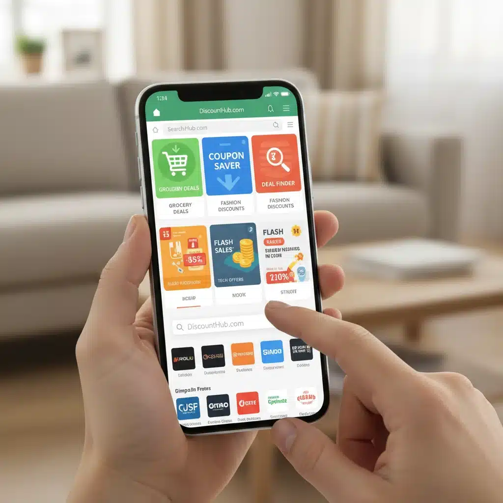 Smartphone showing coupon apps and digital deals, highlighting tech-savvy savings