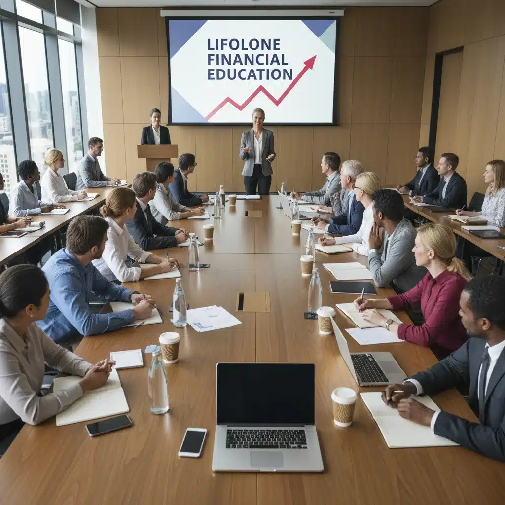 Group of people learning about finance at a seminar, taking notes.
