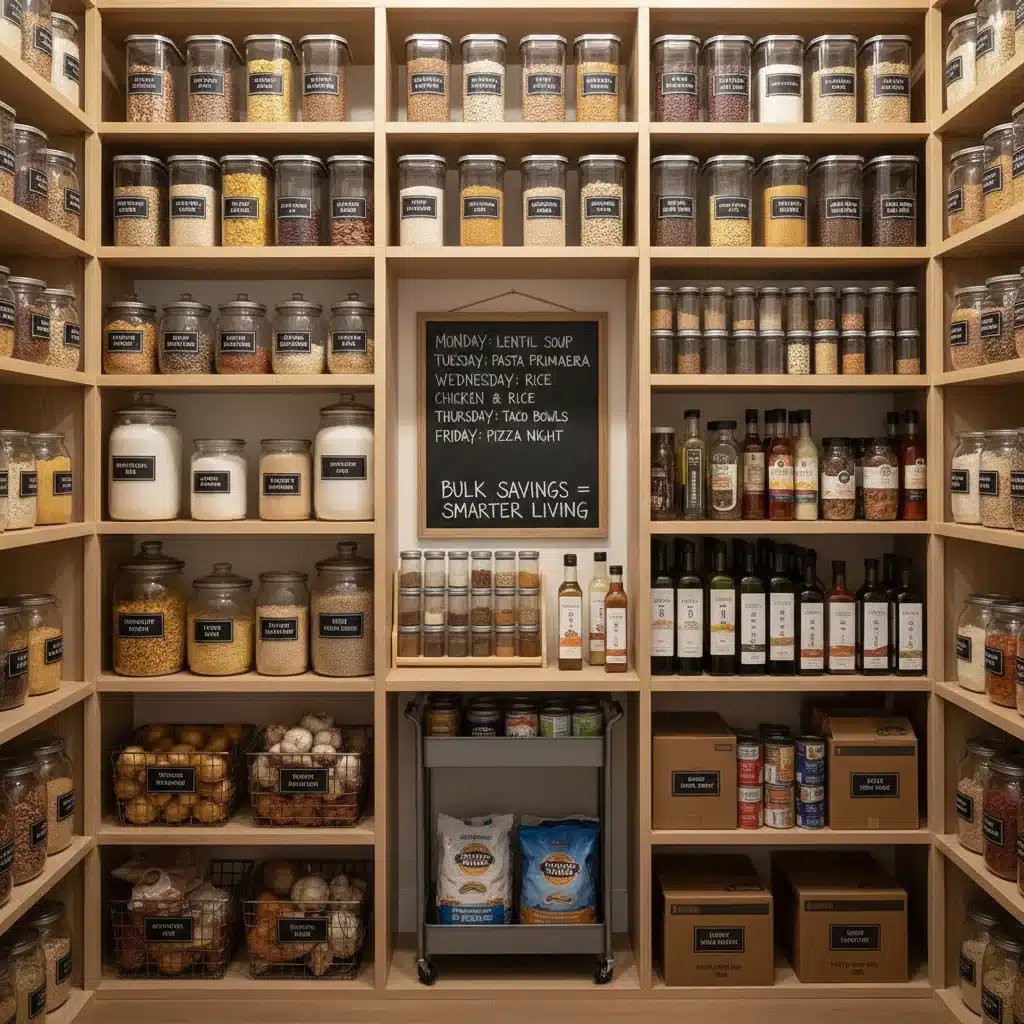 Organized pantry with bulk items, demonstrating smart inventory management