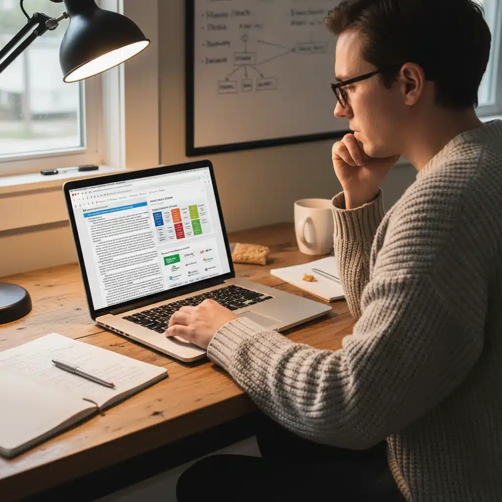 Person researching loyalty program terms and conditions on a laptop.